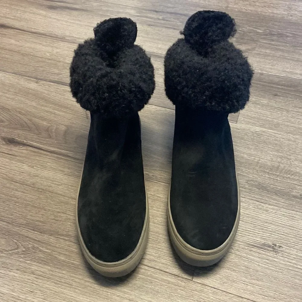 Cougar Devon Black Suede Waterproof Winter Sneaker Boots - Fur-Lined Black Sz 10
